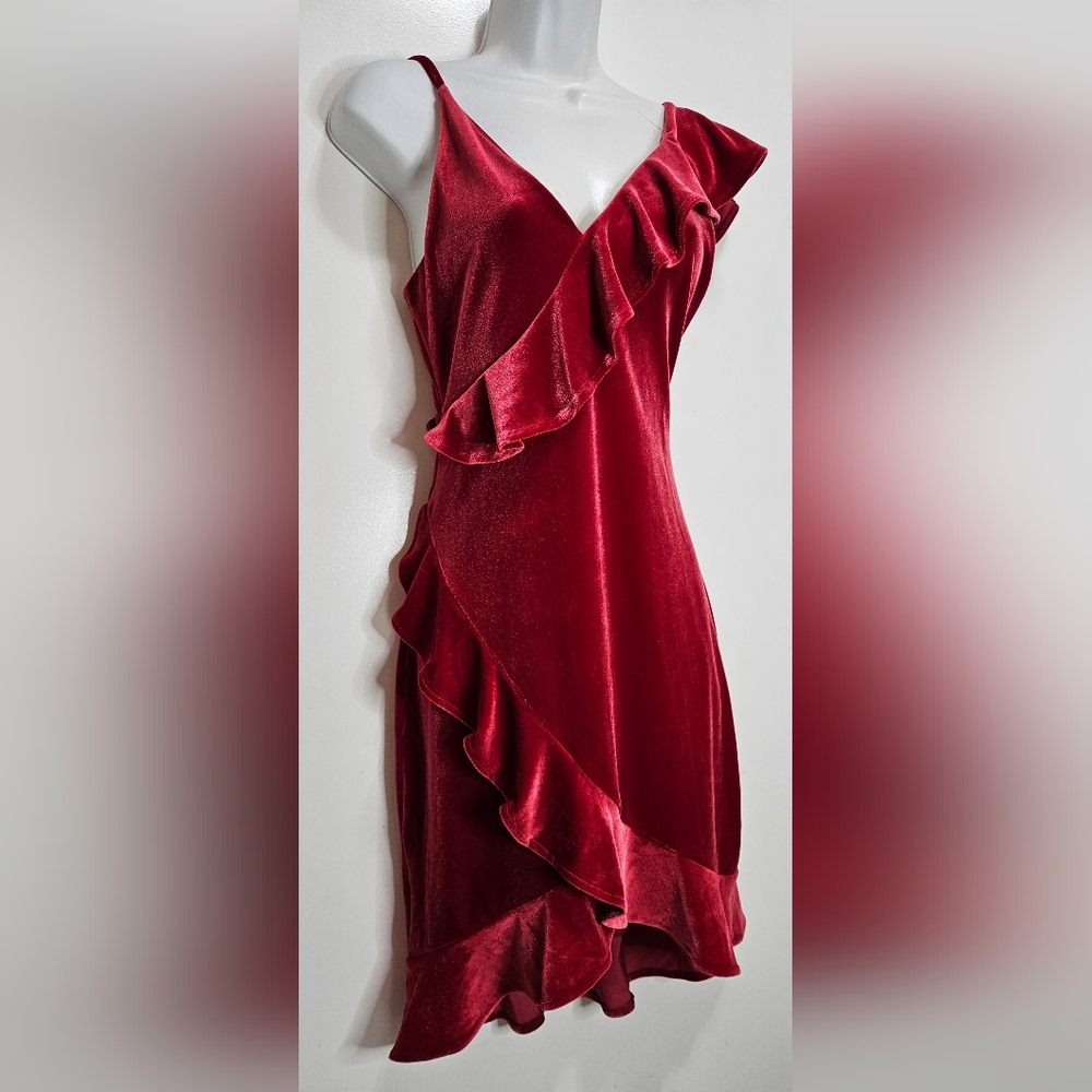 EXPRESS VELVET RUFFLE DRESS - Picture 3 of 6